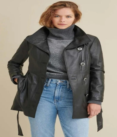 Victoria Belted Leather Jacket