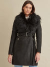 Veronica Belted Leather Faux Fur Coat