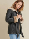 Plus Size Belted Leather Jacket