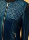 Blue women leather jacket
