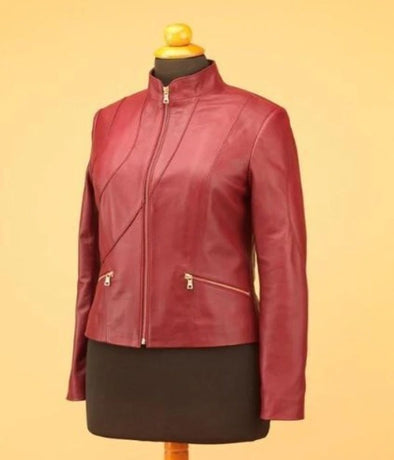 Bordeaux women leather jacket