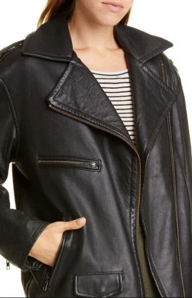 VINCE Leather Moto Jacket Women